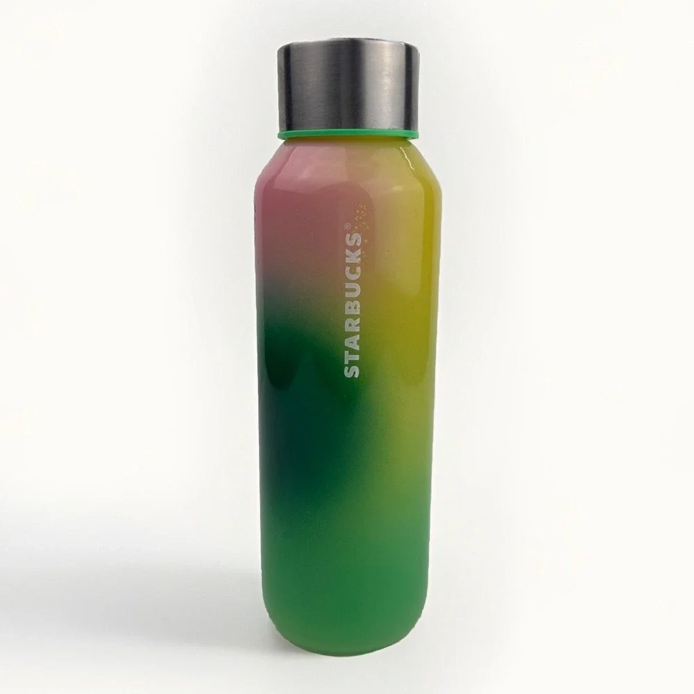 Starbucks Spring 2023 Pink Green Yellow Multicolor Glass 20 oz Water Bottle